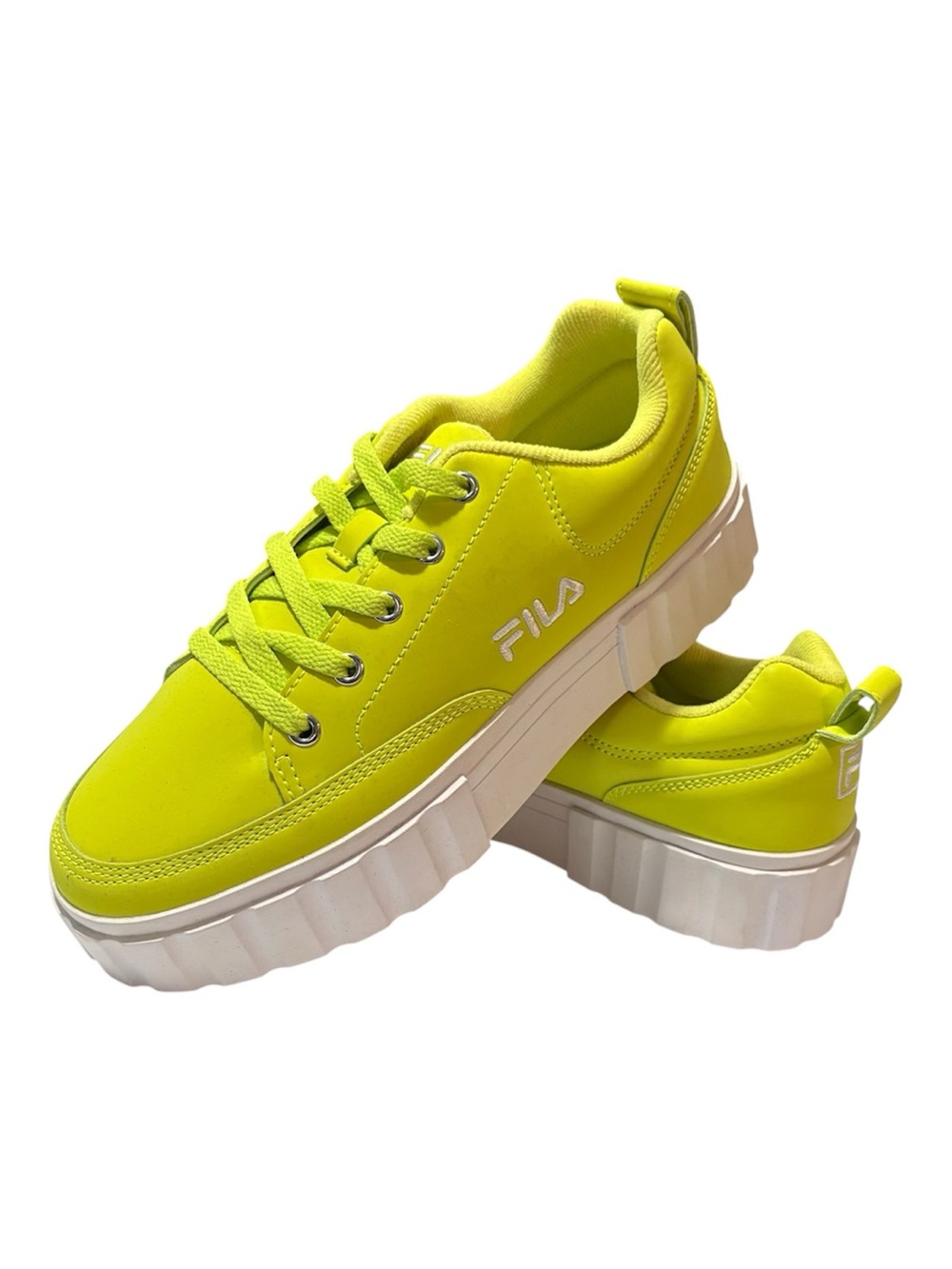 FILA Neon Yellow Platform Lace-Up Sneakers